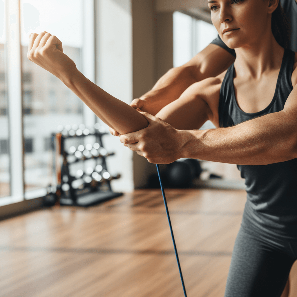 Trainer hands-on coaching showing proper mobility technique adjustment